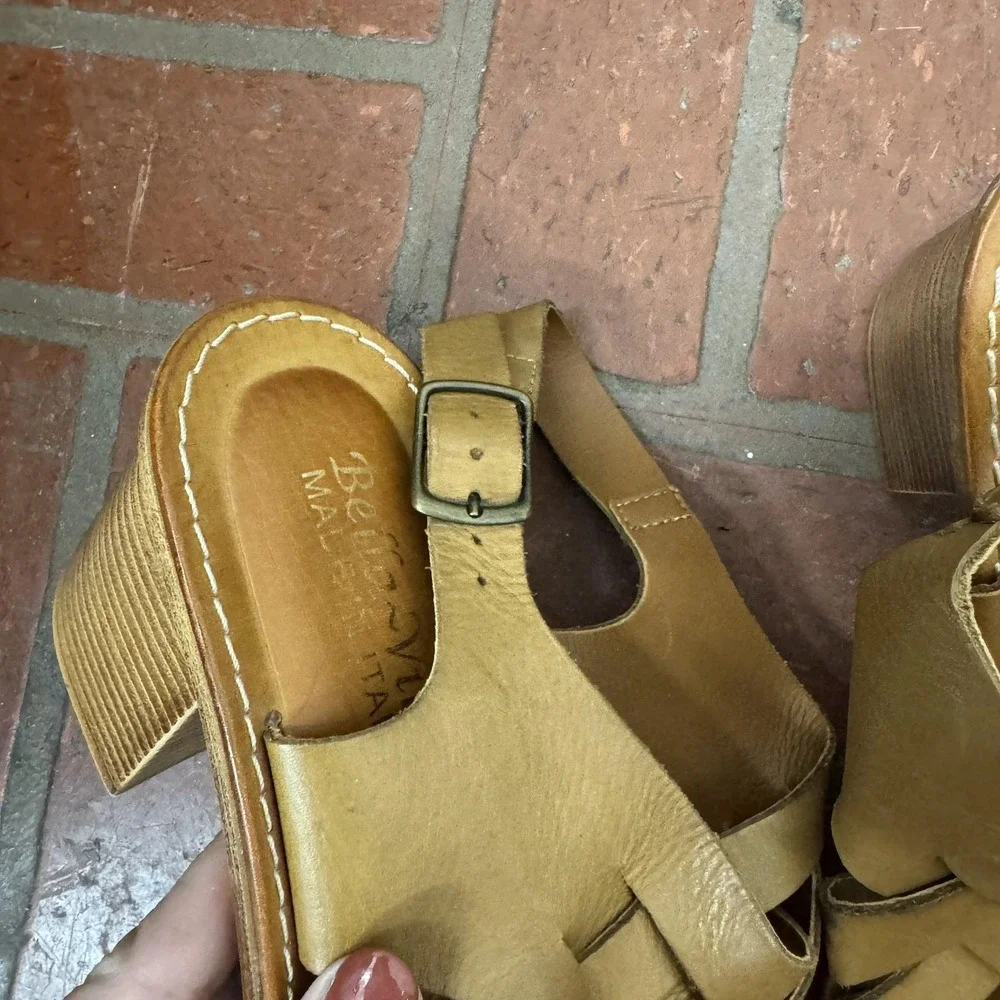 Bella Vita Shoes‎ Womens Size 9.5 Tan Leather Made in Italy Block Heel Sandals - Picture 8 of 9